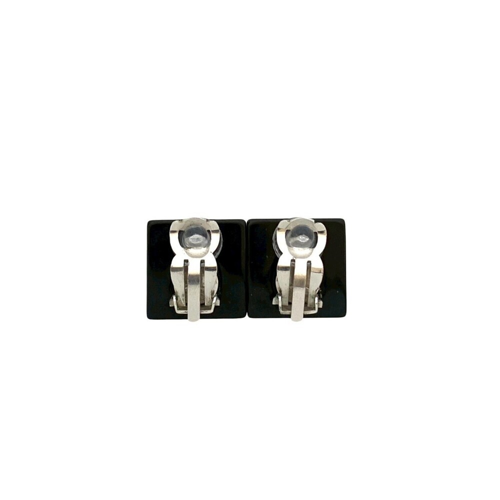 CHANEL Authentic Black Logo Earrings - Picture 5 of 6